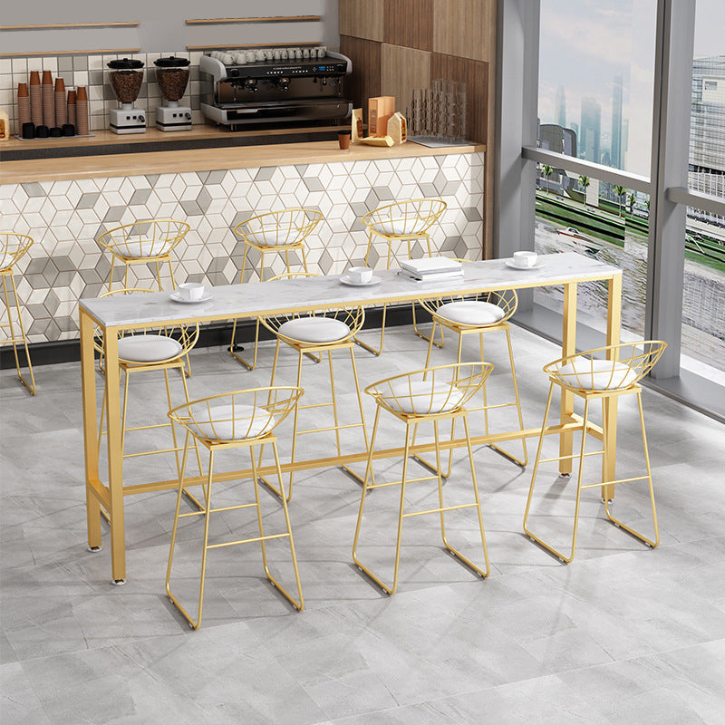 Glam Pub Tafel Bar Hoogte Rechthoek Bartafel met wit stenen blad