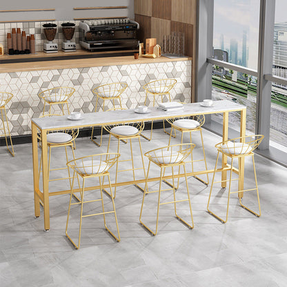 Glam Pub Tafel Bar Hoogte Rechthoek Bartafel met wit stenen blad