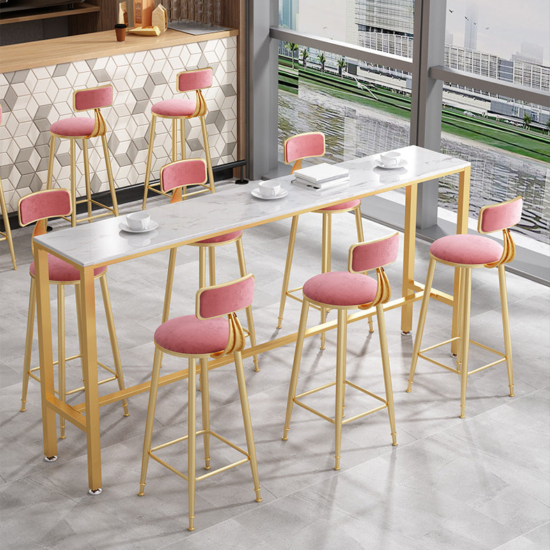 Glam Pub Tafel Bar Hoogte Rechthoek Bartafel met wit stenen blad