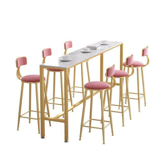 Glam Pub Tafel Bar Hoogte Rechthoek Bartafel met wit stenen blad