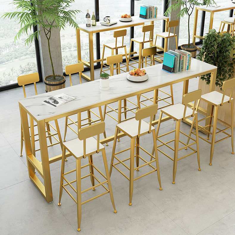Table de bar rectangulaire en pierre Glam, hauteur de bar, pour l'intérieur