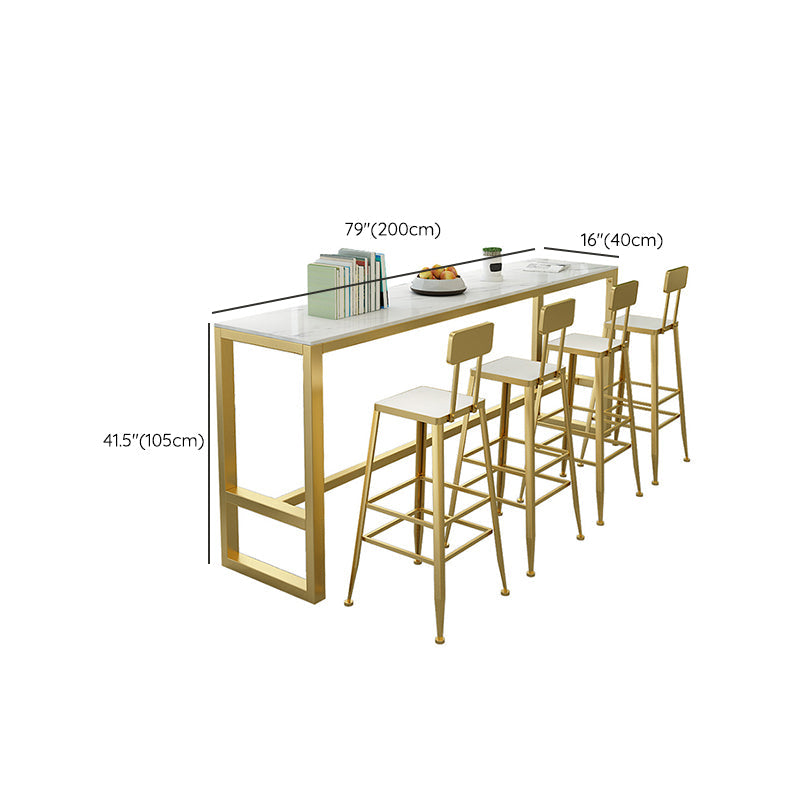 Table de bar rectangulaire en pierre Glam, hauteur de bar, pour l'intérieur