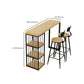 Rectangle Solid Wood Pub Table 3-shelf Pedestal Bar Height Bistro Table in Natural