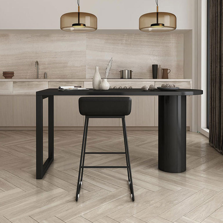 Contemporary Pub Table Free Form Solid Wood Bar Table for Small Places