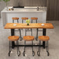 Rectangle Solid Wood Bar Table Black Legs and Metal Base Bar Table