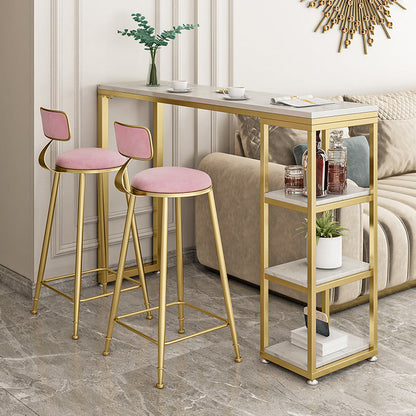 Glam Pub Table Rectangle Bar Height Bar Table for Living Room White-Gold Without Chairs Clearhalo 'Bar Furniture' 'Bar Tables' 'bar_tables' 'furn' 'furn_bar_tables' 'Furniture' 'Kitchen & Dining Furniture' 6096905