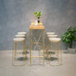 Solid Wood Rectangle Bar Table Gold Legs and Metal Base Bar Table