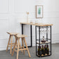 Mesa de comedor rectangular natural, mesa de altura de barra de madera maciza con pedestal y estantes