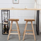 Mesa de comedor rectangular natural, mesa de altura de barra de madera maciza con pedestal y estantes