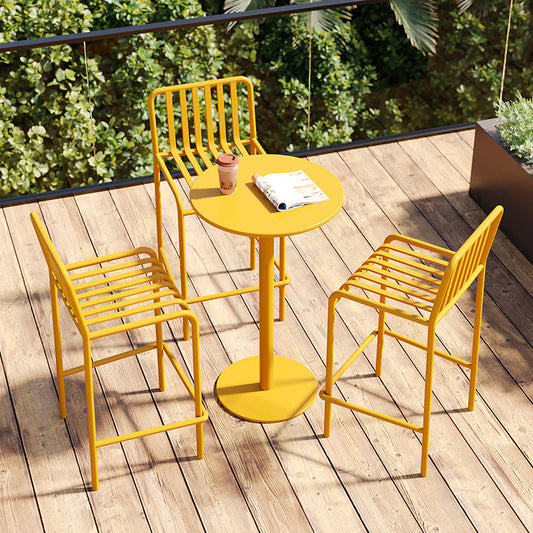 Zeitgenössischer runder Metalbart Tabelle 41,3 "H -Esstisch im Freien im Freien