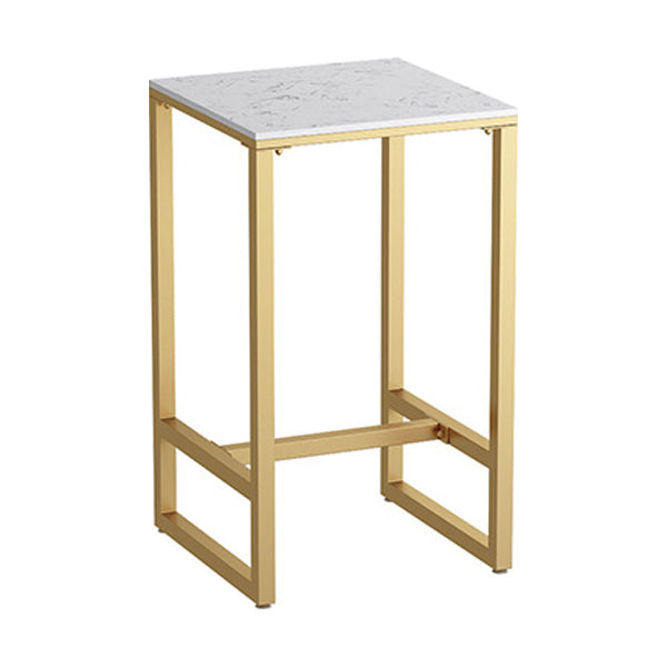 Mesa de bar con tapa de piedra blanca Mesa de comedor Glam Bar con base dorada