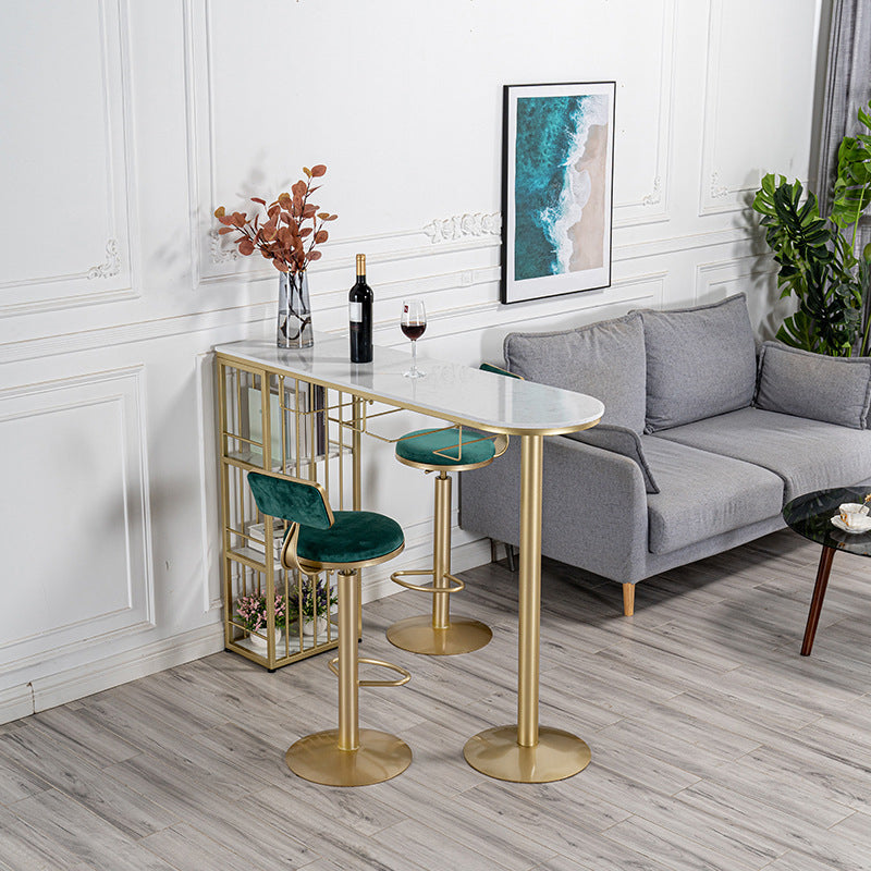 Table de bar Glam Free Form Table en marbre blanc avec rangement pour salon