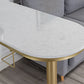 Table de bar Glam Free Form Table en marbre blanc avec rangement pour salon