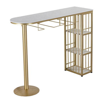 Table de bar Glam Free Form Table en marbre blanc avec rangement pour salon