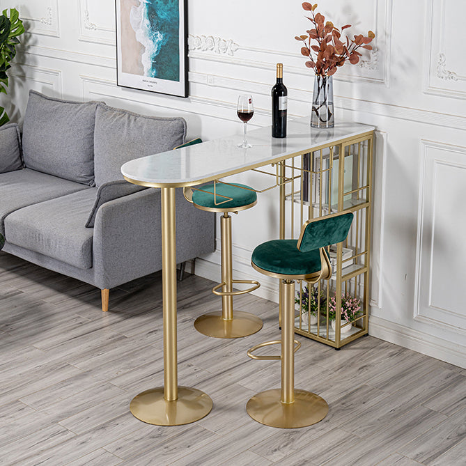 Table de bar Glam Free Form Table en marbre blanc avec rangement pour salon