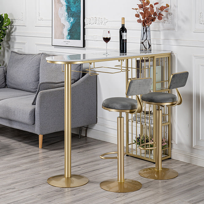 Table de bar Glam Free Form Table en marbre blanc avec rangement pour salon