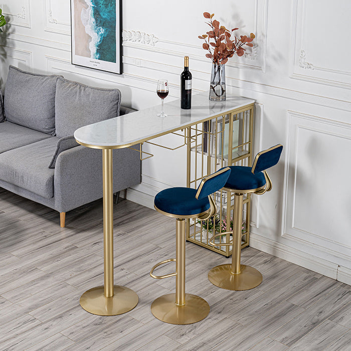 Table de bar Glam Free Form Table en marbre blanc avec rangement pour salon