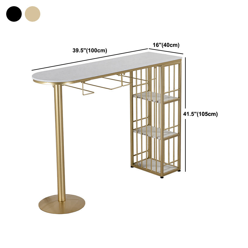Table de bar Glam Free Form Table en marbre blanc avec rangement pour salon
