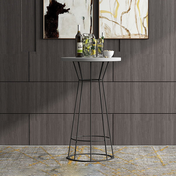 Solid Wood Bar Table Round Dining Table - 23.6" L X 23.6" W X 41.3" H Black White Without Chairs Clearhalo 'Bar Furniture' 'Bar Tables' 'bar_tables' 'furn' 'furn_bar_tables' 'Furniture' 'Kitchen & Dining Furniture' 6097083