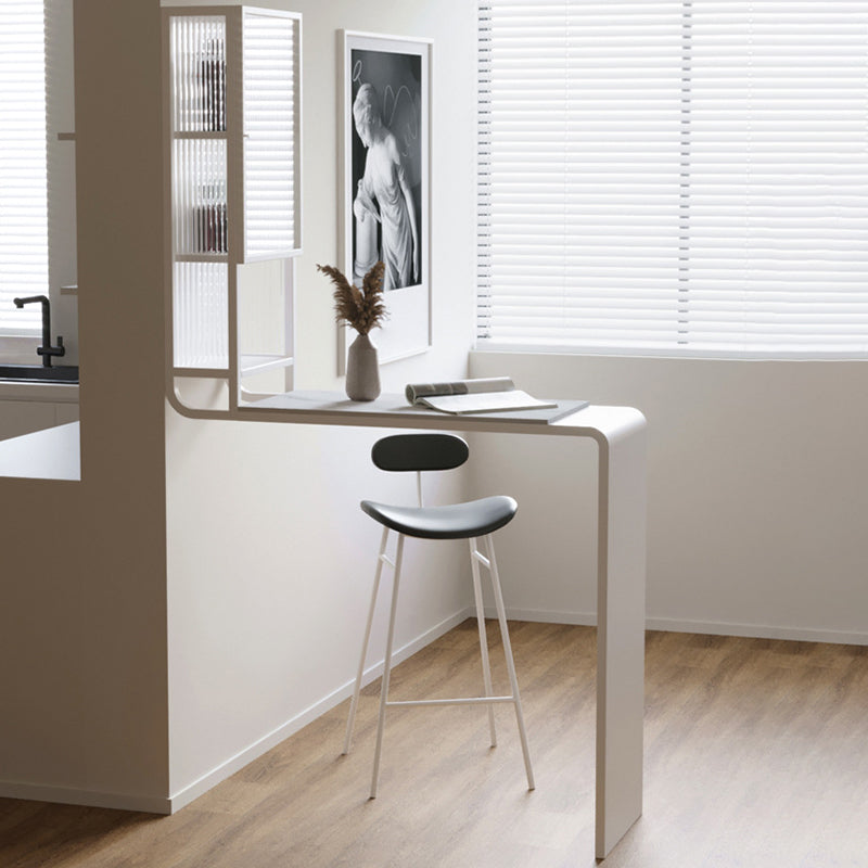 Glam Rectangle Bar Dining Table Stone Top and Metal Frame Bar Table 45.3"L x 15.7"W x 41.3"H White Without Chairs Clearhalo 'Bar Furniture' 'Bar Tables' 'bar_tables' 'furn' 'furn_bar_tables' 'Furniture' 'Kitchen & Dining Furniture' 6097093