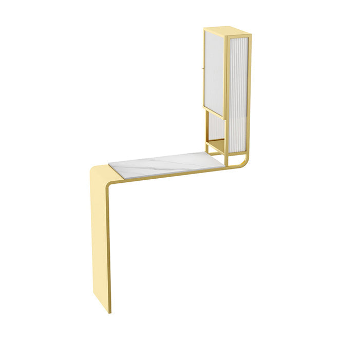 Glam Rectangle Bar Dining Table Stone Top and Metal Frame Bar Table Gold Without Chairs Clearhalo 'Bar Furniture' 'Bar Tables' 'bar_tables' 'furn' 'furn_bar_tables' 'Furniture' 'Kitchen & Dining Furniture' 6097096