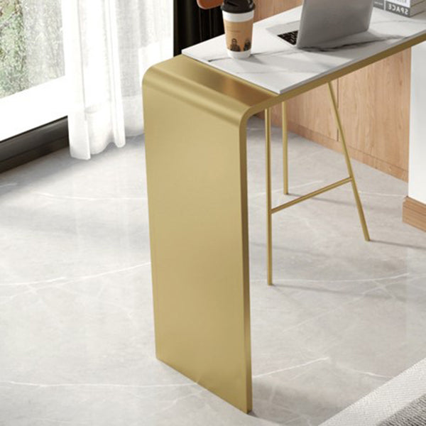 Glam Rectangle Bar Dining Table Stone Top and Metal Frame Bar Table Clearhalo 'Bar Furniture' 'Bar Tables' 'bar_tables' 'furn' 'furn_bar_tables' 'Furniture' 'Kitchen & Dining Furniture' 6097100