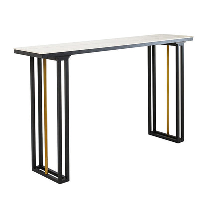 Industrial Sintered Stone Bar Table Dining Table for Kitchen Living Room White Without Chairs Clearhalo 'Bar Furniture' 'Bar Tables' 'bar_tables' 'furn' 'furn_bar_tables' 'Furniture' 'Kitchen & Dining Furniture' 6097132