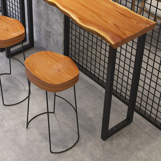 Tavolo da bar marrone in legno massiccio tavolo da bar a base di rettangolo nero e metallo