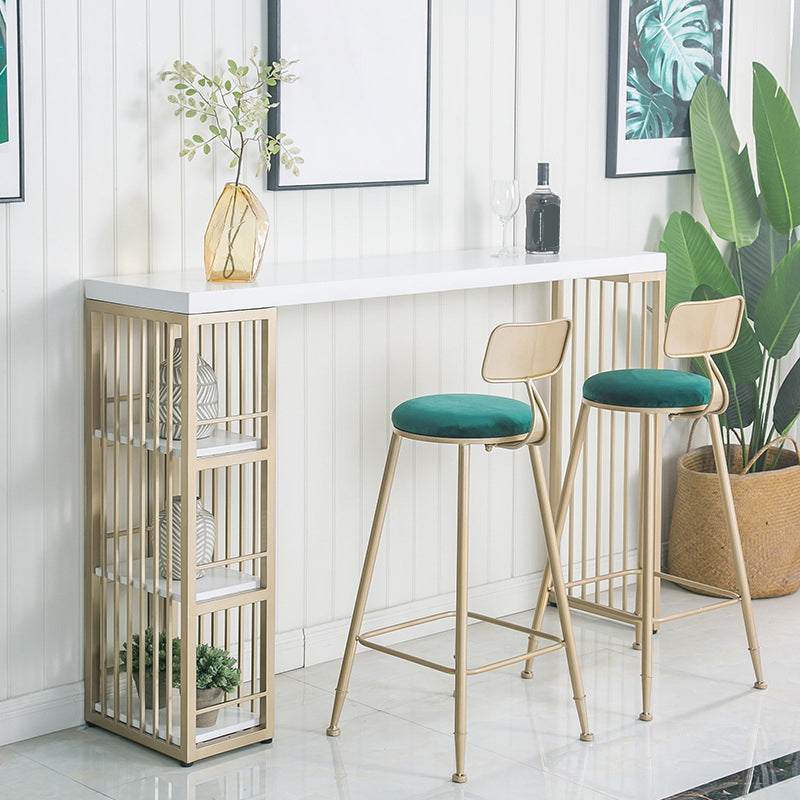 Glam Style Pub Table Rectangle Solid Wood Double Pedestal Bar Table for Indoor White Without Chairs Clearhalo 'Bar Furniture' 'Bar Tables' 'bar_tables' 'furn' 'furn_bar_tables' 'Furniture' 'Kitchen & Dining Furniture' 6097244