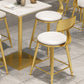 Mesa de pub de mármol sintético, mesa de bar de cócteles en blanco glamuroso con pedestal de metal