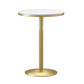 Mesa de pub de mármol sintético, mesa de bar de cócteles en blanco glamuroso con pedestal de metal