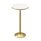 Mesa de pub de mármol sintético, mesa de bar de cócteles en blanco glamuroso con pedestal de metal
