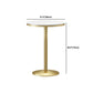 Mesa de pub de mármol sintético, mesa de bar de cócteles en blanco glamuroso con pedestal de metal