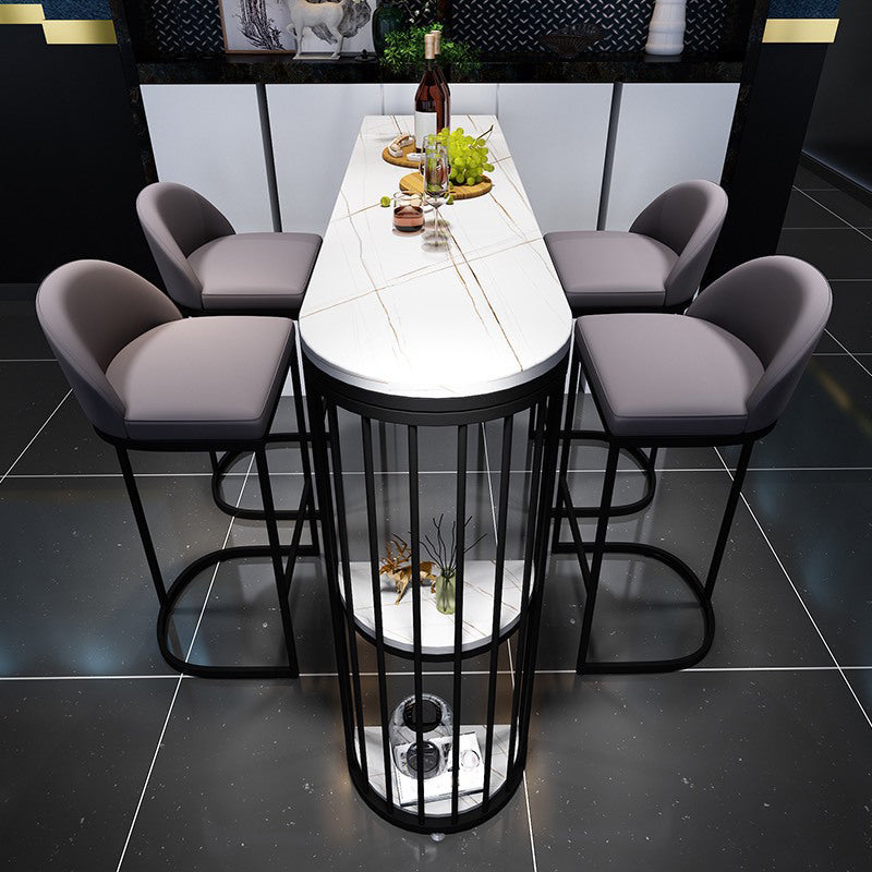 Glam Pub Table Specialty Double Pedestal Bar Table for Indoor 70.9"L x 15.7"W x 41.3"H Black White Without Chairs Clearhalo 'Bar Furniture' 'Bar Tables' 'bar_tables' 'furn' 'furn_bar_tables' 'Furniture' 'Kitchen & Dining Furniture' 6097440