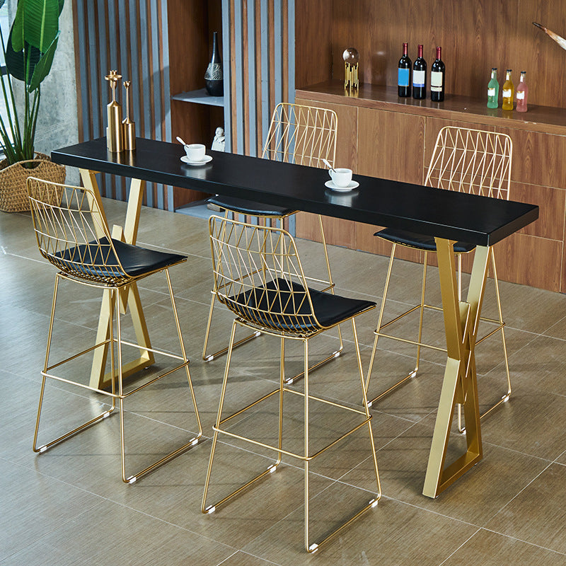 Traditional Luxury Solid Wood Table Gold and Metal Base Bar Table Black Without Chairs Clearhalo 'Bar Furniture' 'Bar Tables' 'bar_tables' 'furn' 'furn_bar_tables' 'Furniture' 'Kitchen & Dining Furniture' 6097456