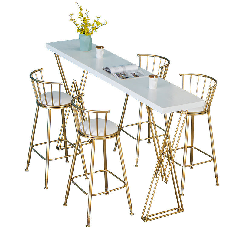 Traditional Luxury Solid Wood Table Gold and Metal Base Bar Table White Without Chairs Clearhalo 'Bar Furniture' 'Bar Tables' 'bar_tables' 'furn' 'furn_bar_tables' 'Furniture' 'Kitchen & Dining Furniture' 6097464