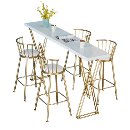 Traditional Luxury Solid Wood Table Gold and Metal Base Bar Table White Without Chairs Clearhalo 'Bar Furniture' 'Bar Tables' 'bar_tables' 'furn' 'furn_bar_tables' 'Furniture' 'Kitchen & Dining Furniture' 6097464