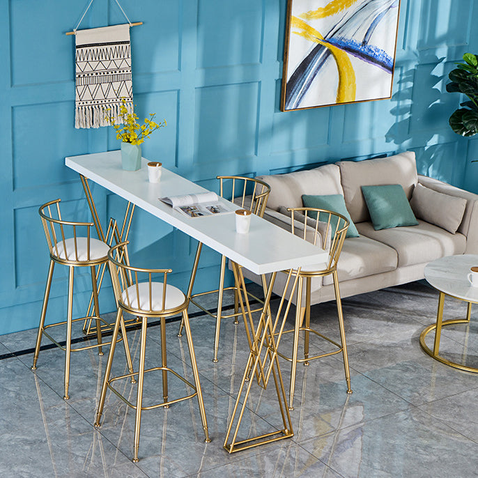 Traditional Luxury Solid Wood Table Gold and Metal Base Bar Table Clearhalo 'Bar Furniture' 'Bar Tables' 'bar_tables' 'furn' 'furn_bar_tables' 'Furniture' 'Kitchen & Dining Furniture' 6097465