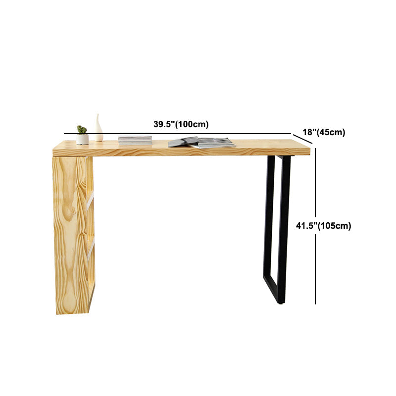 Table de bar moderne à 3 étagères Table de bar de bistro rectangulaire en bois massif en naturel