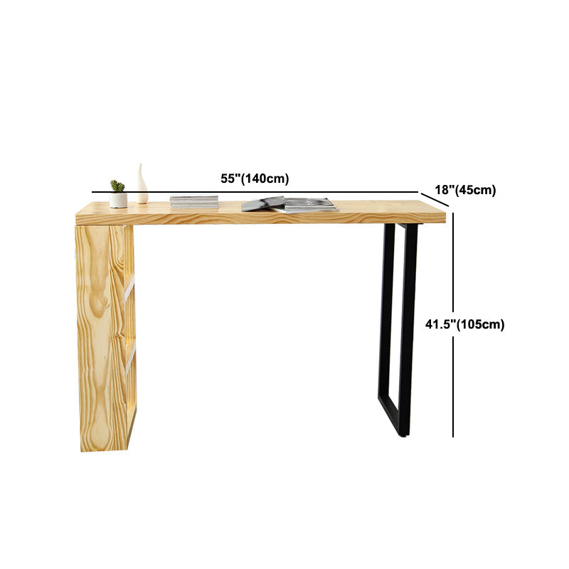 Table de bar moderne à 3 étagères Table de bar de bistro rectangulaire en bois massif en naturel