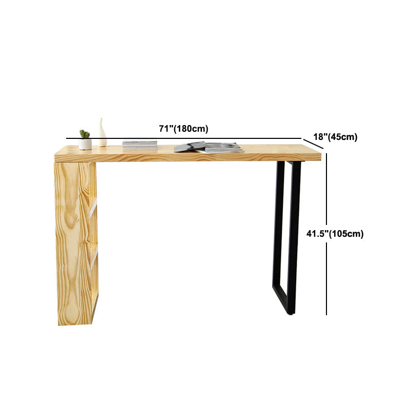 Table de bar moderne à 3 étagères Table de bar de bistro rectangulaire en bois massif en naturel