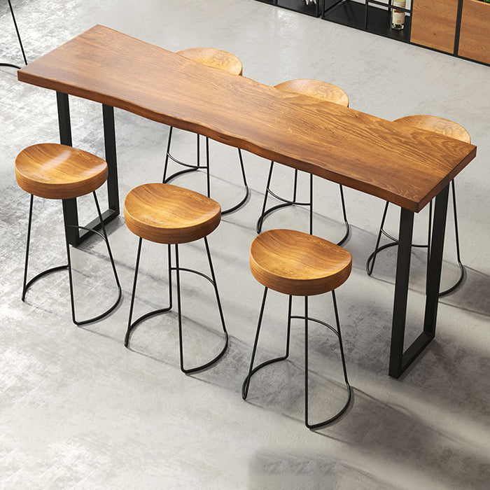 Table de Bar en Métal et Bois Table à Hauteur de Bar Industrielle pour Salle à Manger