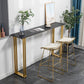 Bartisch aus gesintertem Stein, moderner Esstisch, Bartisch mit Gold- und Metallbasis