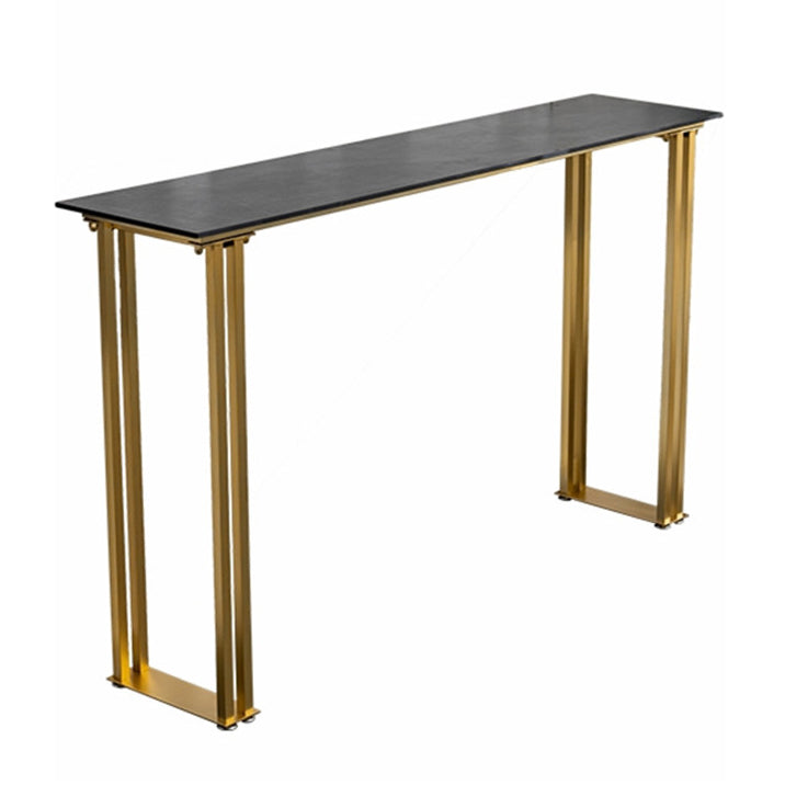 Bartisch aus gesintertem Stein, moderner Esstisch, Bartisch mit Gold- und Metallbasis