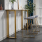 Bartisch aus gesintertem Stein, moderner Esstisch, Bartisch mit Gold- und Metallbasis