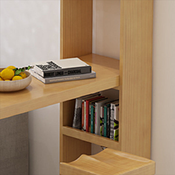 Modern Wooden Pub Table Rectangle Natural Bar Height Cocktail Table with Shelves Clearhalo 'Bar Furniture' 'Bar Tables' 'bar_tables' 'furn' 'furn_bar_tables' 'Furniture' 'Kitchen & Dining Furniture' 6097611