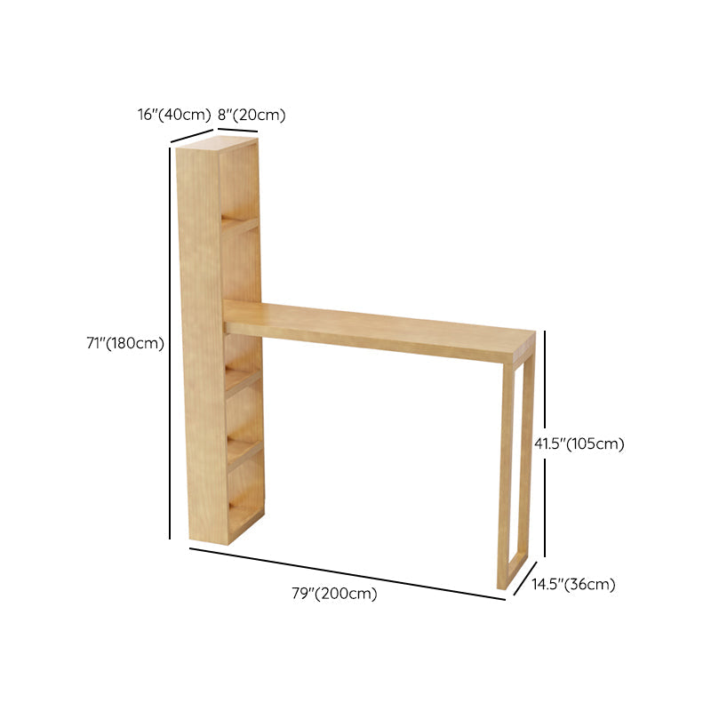 Modern Wooden Pub Table Rectangle Natural Bar Height Cocktail Table with Shelves Clearhalo 'Bar Furniture' 'Bar Tables' 'bar_tables' 'furn' 'furn_bar_tables' 'Furniture' 'Kitchen & Dining Furniture' 6097620