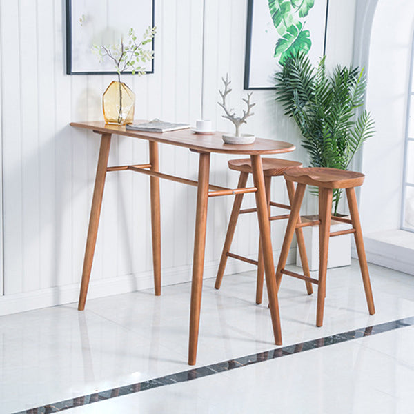 Contemporary Brown Wood Bar Table Free Form Counter Height Table with 4 Legs 47.2"L x 18.1"W x 38.6"H Without Chairs Clearhalo 'Bar Furniture' 'Bar Tables' 'bar_tables' 'furn' 'furn_bar_tables' 'Furniture' 'Kitchen & Dining Furniture' 6097639