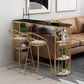 Double Pedestal Pub Table Free Form Glam Bar Table for Indoor and Breakroom Black-Gold Without Chairs Clearhalo 'Bar Furniture' 'Bar Tables' 'bar_tables' 'furn' 'furn_bar_tables' 'Furniture' 'Kitchen & Dining Furniture' 6097652