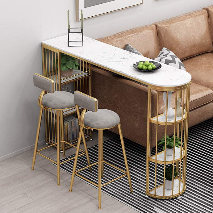 Double Pedestal Pub Table Free Form Glam Bar Table for Indoor and Breakroom Clearhalo 'Bar Furniture' 'Bar Tables' 'bar_tables' 'furn' 'furn_bar_tables' 'Furniture' 'Kitchen & Dining Furniture' 6097661